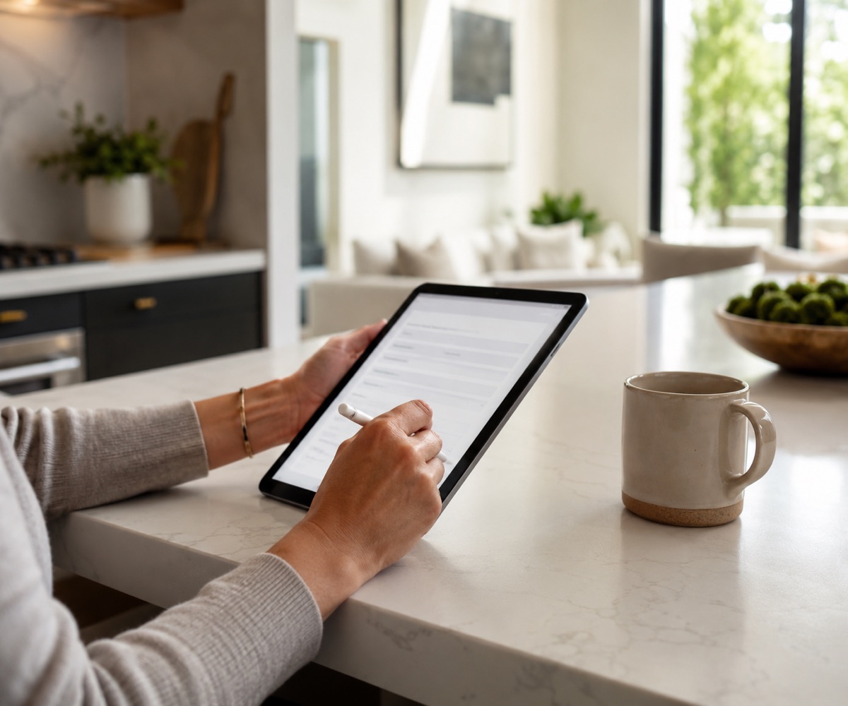 Applying for a rental on a tablet